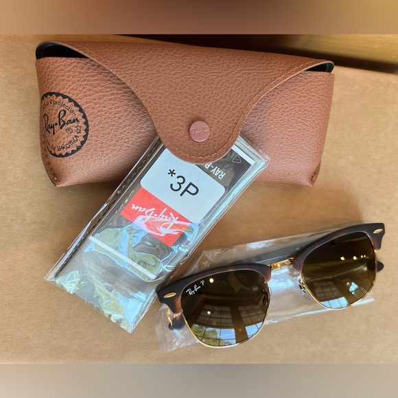 BRAND NEW Ray-Ban polarized Clubmaster Matte Tortoise - Picture 1 of 6